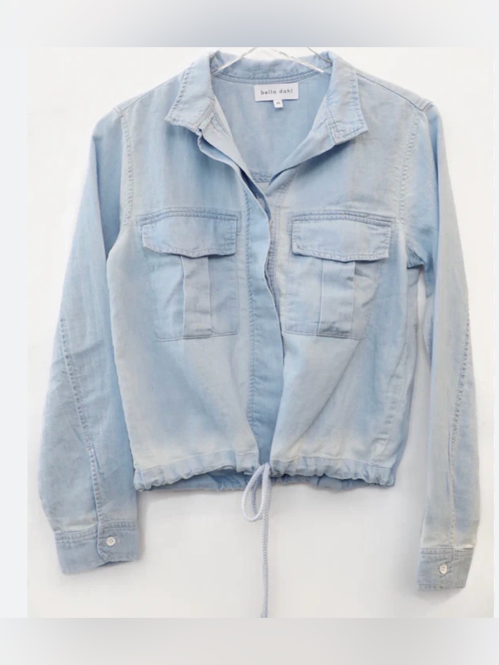 Bella Dahl Pale Blue Denim Utility Jacket with Drawstring Hem